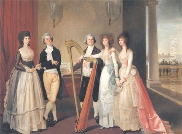 Portrait Of Henry Vansittart And His Family Oil Painting by Thomas Hickey