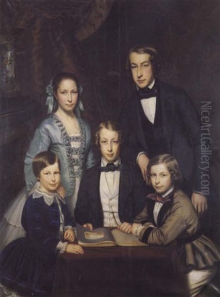 Portrait De Famille Oil Painting by Fritz Hickmann