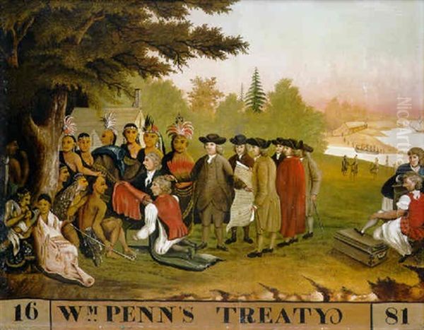 Wm Penn's Treaty, 1681 Oil Painting by Edward Hicks