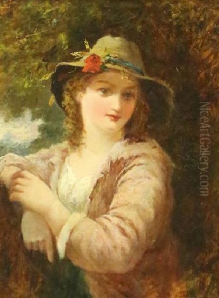 Country Girl Oil Painting by George Elgar Hicks