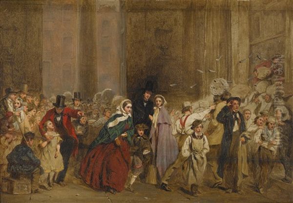 Sketch For The General Post Office, One Minute To Six Oil Painting by George Elgar Hicks