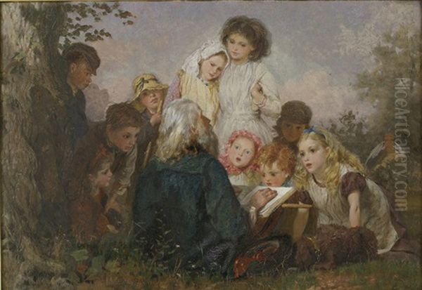 Children In The Forest Oil Painting by George Elgar Hicks