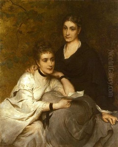 Mrs Stanley Clarke And Mrs Sloane Stanley, Daughters Of Sir John Rose Oil Painting by George Elgar Hicks