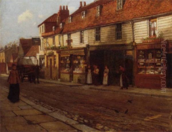 Eltham High Street, 1892 Oil Painting by George Elgar Hicks