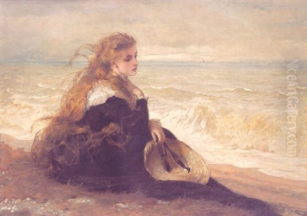 On The Seashore Oil Painting by George Elgar Hicks