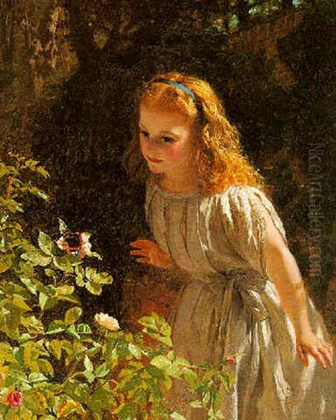 The Butterfly Oil Painting by George Elgar Hicks