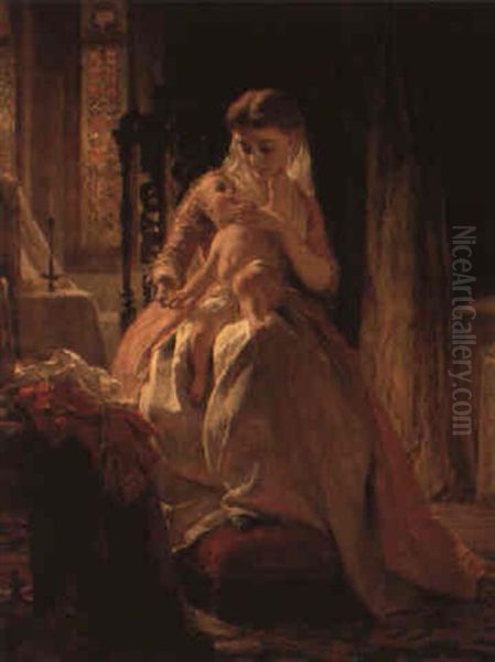 Motherhood Oil Painting by George Elgar Hicks