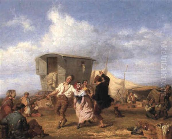 Gipsy Camp Oil Painting by George Elgar Hicks