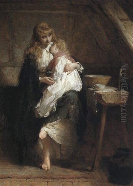 Th Orpahns Oil Painting by George Elgar Hicks