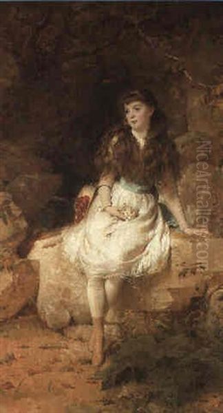 Lady Edith Amelia Ward, Daughter Of The 1st Earl Of Dudley Oil Painting by George Elgar Hicks