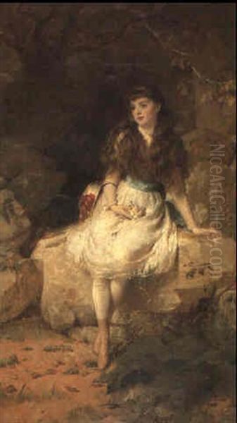 Lady Edith Amelia Ward, Daughter Of The 1st Earl Of Dudley Oil Painting by George Elgar Hicks