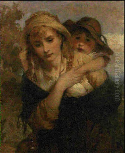 Peasant Woman And Child Oil Painting by George Elgar Hicks