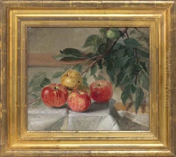 Still Life Of Apples Oil Painting by Thomas Hicks