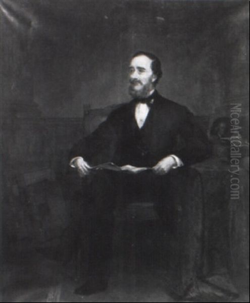 Portrait Of Mr. Everett, President Of Broadway Savings Institution Oil Painting by Thomas Hicks