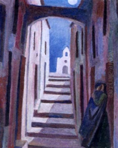 The Stairs Oil Painting by Rafael Hidalgo De Caviedes