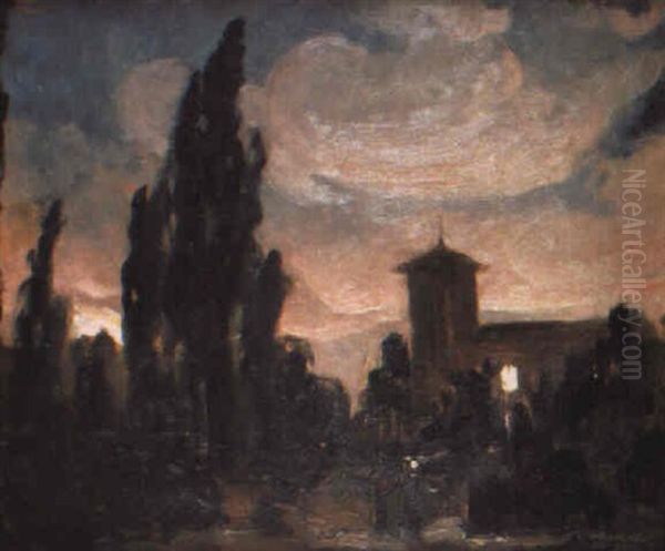 Alrededores De Madrid De Noche Oil Painting by Rafael Hidalgo De Caviedes