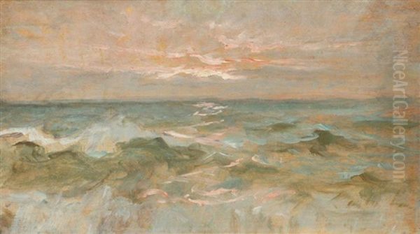 Coucher De Soleil Sur La Mer Oil Painting by Felix R. Hidalgo y Padilla