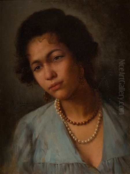 Retrato De Mujer Filipina Oil Painting by Felix Resurreccion Hidalgo