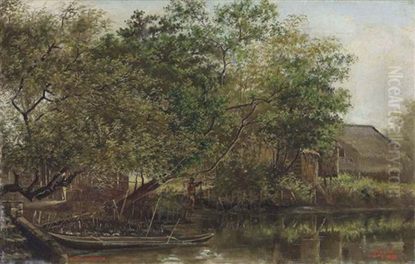 Bank Of The Pasig River, Manila Oil Painting by Felix Resurreccion Hidalgo