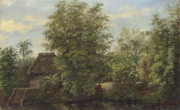 Banks Of The Pasig River, Manila Oil Painting by Felix Resurreccion Hidalgo