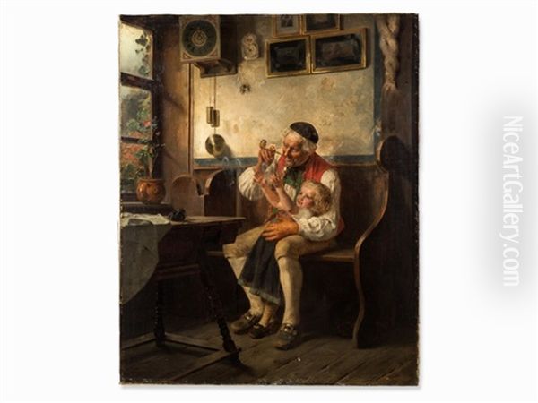 Grandfather With Grandchild by Friedrich Hiddemann