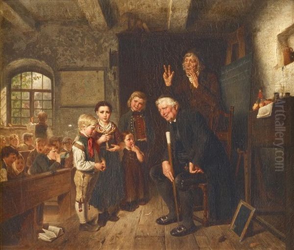 The School Examination Oil Painting by Friedrich Hiddemann