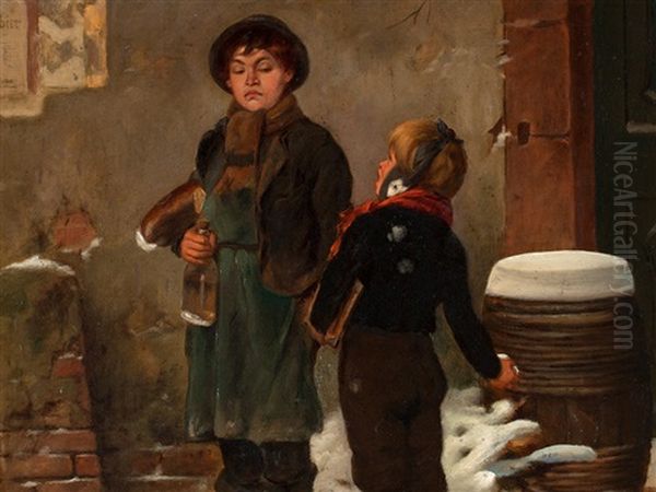 Ill-humoured Kid Oil Painting by Friedrich Hiddemann