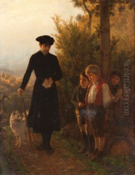 Le Precepteur Oil Painting by Friedrich Hiddemann