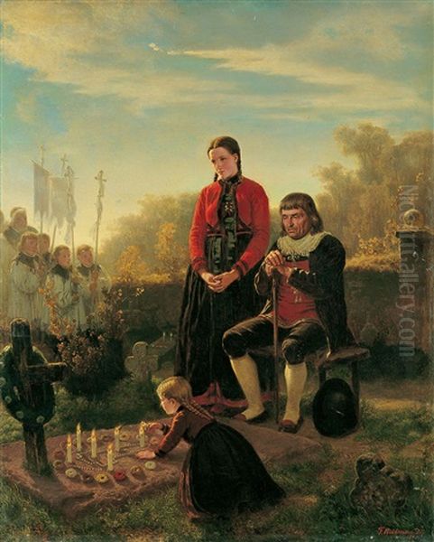 Allerseelen Oil Painting by Friedrich Hiddemann