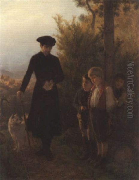 Flagrant Delit Oil Painting by Friedrich Hiddemann