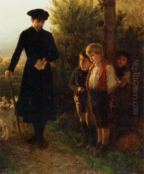 Flagrant Delit Oil Painting by Friedrich Hiddemann