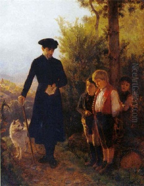 Flagrant Delit Oil Painting by Friedrich Hiddemann