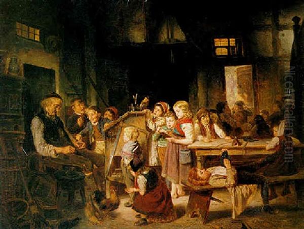 Der Eingeschlafene Dorfschulmeister Oil Painting by Friedrich Hiddemann