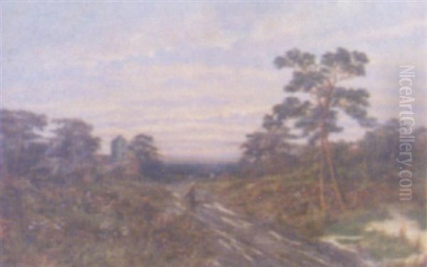 Country Landscape, With Figure On Road Oil Painting by Frank Hider