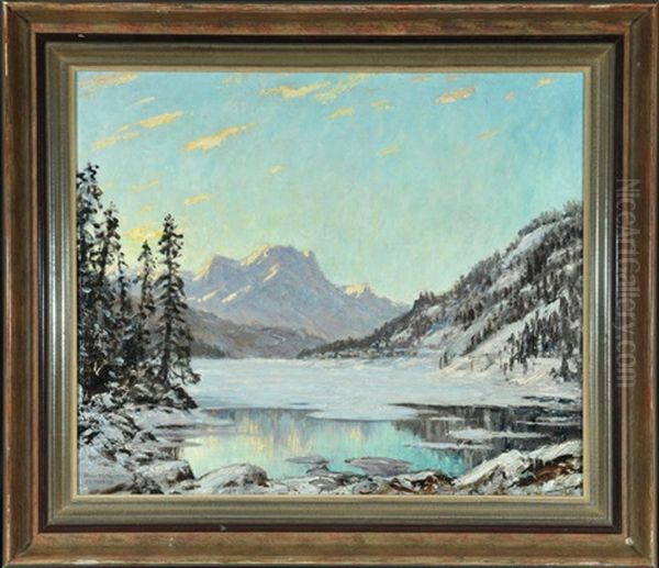 Winterliches St. Moritz Oil Painting by Franz Hienl-Merre