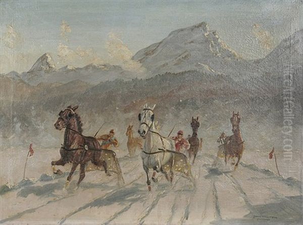 St. Moritz Oil Painting by Franz Hienl-Merre