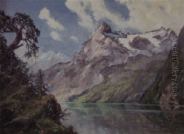 Berglandschaft Oil Painting by Franz Hienl-Merre