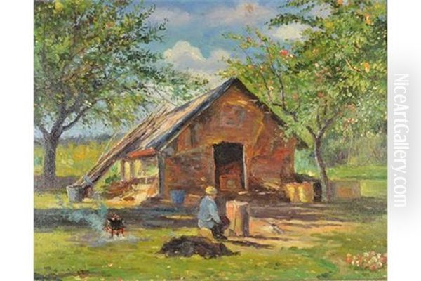 Woodman's Cottage Oil Painting by Ernest Higgins Rigg