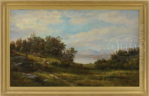 Panoramic View Of A New England Landscape With Mountains And Lake Oil Painting by George Frank Higgins