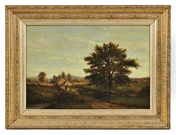 Farm Landscape Oil Painting by George Frank Higgins