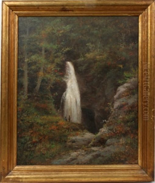 Waterfall Landscape Oil Painting by George Frank Higgins