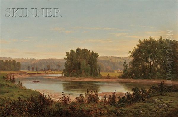 Summer On An Oxbow Lake Oil Painting by George Frank Higgins