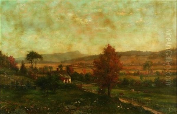 Farm In Autumn Oil Painting by George Frank Higgins