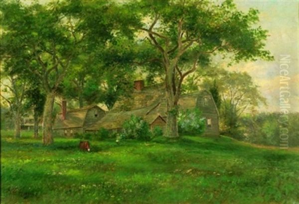 Farmhouse In Spring Oil Painting by George Frank Higgins