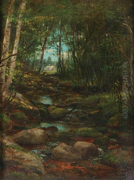 Stream Through The Woods Oil Painting by George Frank Higgins