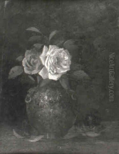 Still Life Of Roses Oil Painting by George Frank Higgins