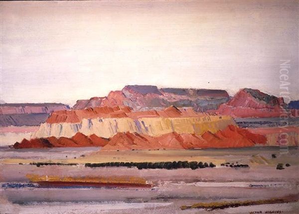 Red Mountains Oil Painting by Victor William Higgins