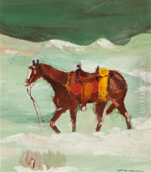 Saddled Horse Oil Painting by Victor William Higgins