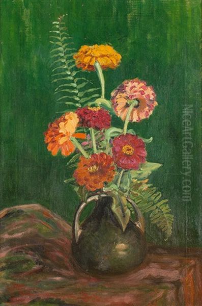 Flowers And Ferns Oil Painting by Victor William Higgins