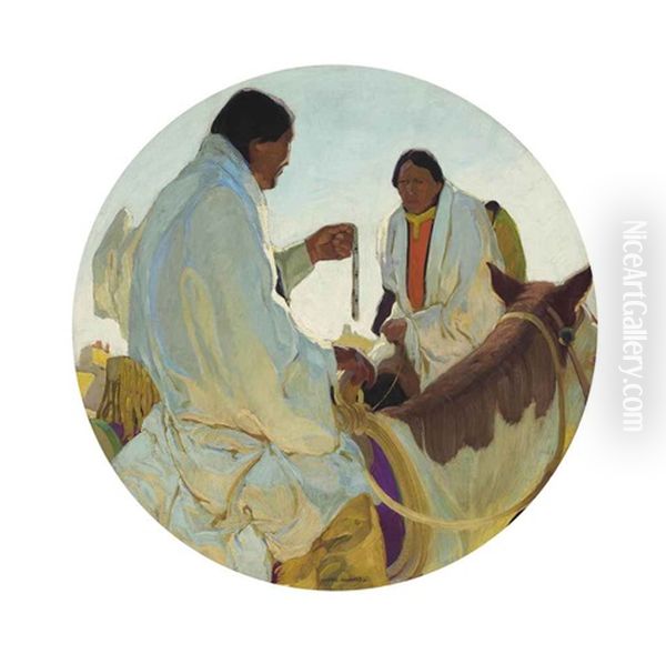 The Wampum Traders Oil Painting by Victor William Higgins